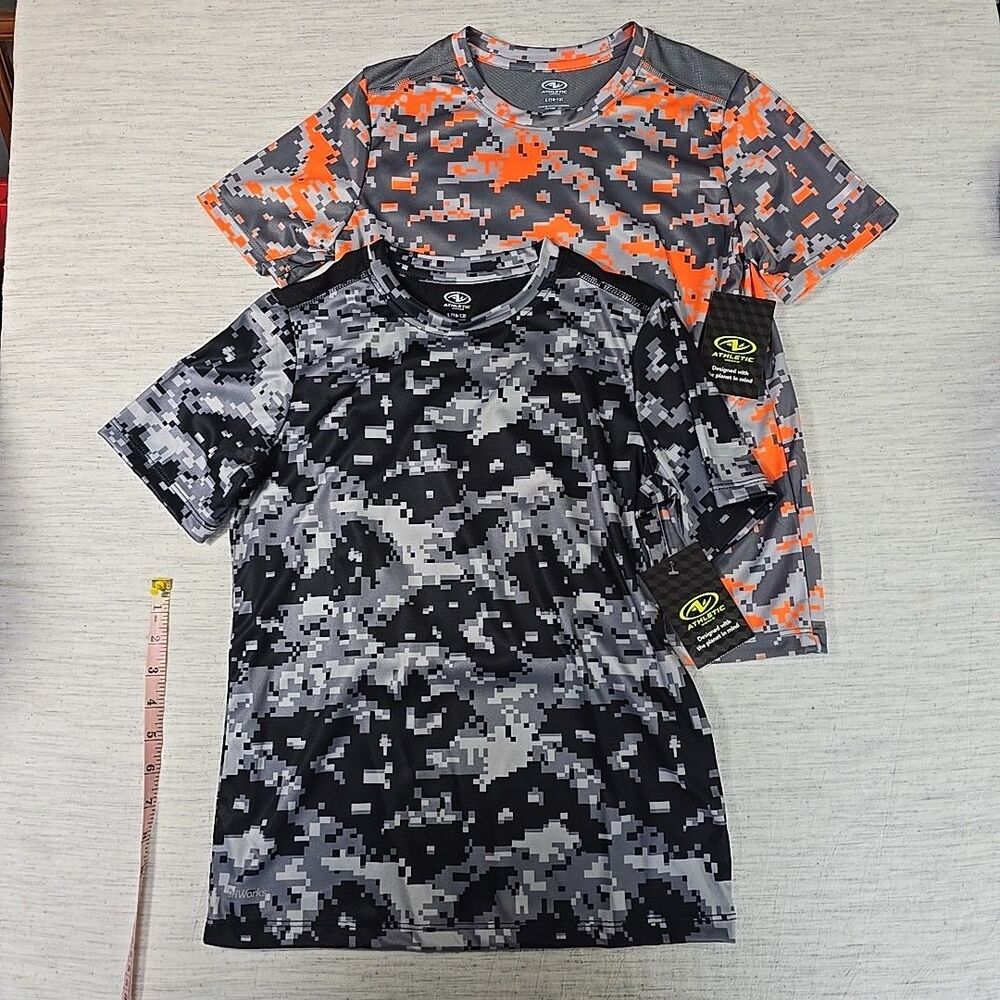 Athletic Works Boys L (10–12) Camo Performance T-Shirts – 2 Pack Activewear Tee